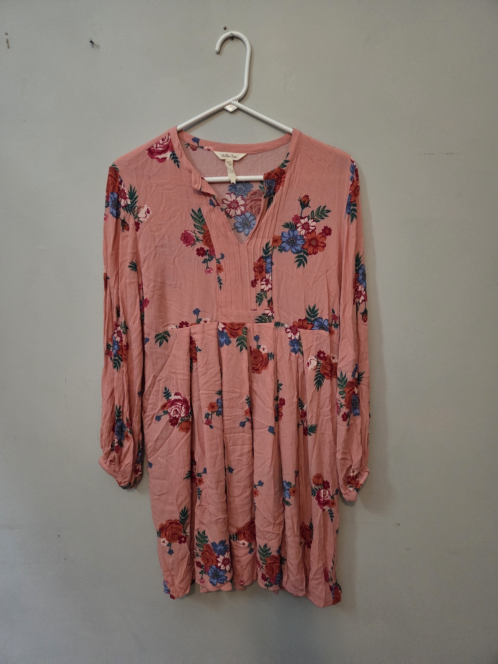 Matilda Jane Floral V-Neck Long Sleeve Small Dress - Pink